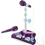 Little Pretender Kids Karaoke Machine with 2 Microphones and Adjustable Stand, Music Sing Along with Flashing Stage Lights and Pedals for Fun Musical Effects
