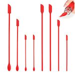 8 Pcs Mini Spatulas Makeup Scraper, Silicone Mini Spatula for Cosmetics, Reusable Small Thin Jar Scraper for Getting Last Lotion Out, Bottle Scraper for Kitchen Food Beauty Make up, Red