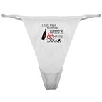 CafePress Wine and Dog Classic Thong Thong Underwear, Funny Womens Panties