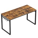 VASAGLE Computer, Writing, Home Office Desk, Chipboard, steel, Rustic Brown, Black, 140cm