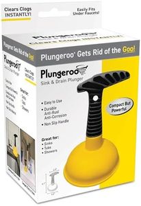 Plungeroo Sink Plunger, Powerful Mini Plunger with Short Handle, Easy-to-Use Small Unclogging Tool for Bathroom Drains, Shower, Bathtub, Toilet, RV and Kitchen Sink, Yellow, (6.1 x 4.2 x 2.9 Inch)