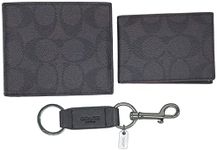 COACH Men's 3 in 1 Wallet Signature Print Gift Set, Style F41346, Black