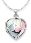 GENUINE 925 Sterling Silver Mother of Pearl Heart Locket Necklace on 18" curb chain - SIZE:19mm.8392/18