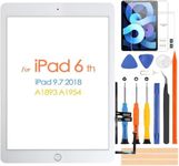 ARSSLY Touch Screen for iPad 2018 A1893 A1954 Digitizer for iPad 6th 9.7 inch Touchscreen Glass Panel with Home Button, Free Repair Tools (NO LCD Display)