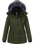 Wantdo Plus Size Winter Coat for Women Puffer Jacket Waterproof Parka Army Green 3X