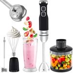 INALSA Hand Blender Mixer|1350W Copper Motor|Chopper,Coffee Beater/Frother,Whisker&Jar Attachment|Low Noise|20 Speed Control&Turbo Mode|BPA Free|Anti-Splash|2-Yr Warranty,Robot INOX 1350 Blend N Froth