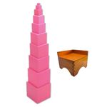 Brilla Premium Montessori Pink Tower Wooden Sensorial Educational Toys Teaching Material for Kids, BIS Certified