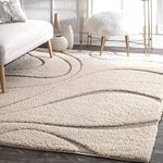 Carpet for Living Room Handmade Microfiber Cozy Super Soft & Plush Fluffy Shaggy Rugs for Living Room and Bedroom with 2 inch Thickness Colour IVORYBEIGE-Modern- 5X7 Feet