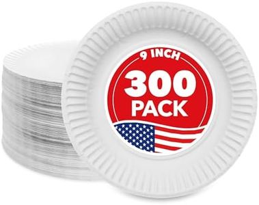 Stock Your Home 9-Inch Paper Plates Uncoated, Everyday Disposable Plates 9" Paper Plate Bulk, White, 300 Count