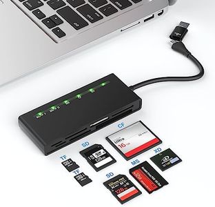 USB C USB 3.0 Multi Card Reader, 7 in 2 USB 3.0 XD Card Reader for CF SD XD MS TF Micro SD SDHC SDXC UHS-I Card, 5Gbps High Speed Memory Stick Pro Duo Adapter Read 5 Cards Simultaneously