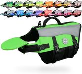 VIVAGLORY Front Float Dog Life Jacket, Dog Buoyancy Aid for Swimming & Boating, Life Vest with Chin Float & Handle, Ripstop & Buoyancy for Doggy, XXS, Bright Green