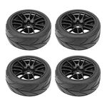 Toyvian Rubber Rocks Tyres Wheel Tires for 1:10 RC Car Models Toys (Black) -4 Pieces