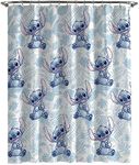 Jay Franco Disney Lilo & Stitch Sunglasses & Surf Kids Fabric Shower Curtain, Featuring Stitch, 70 x 72 inches, Hooks and Rod not Included