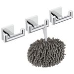 KOKOSIRI Robe Hook Bathroom Double Towel Coat Hooks for Bath Kitchen Wall Mounted, 3 Pack Chrome Stainless Steel B1015CH-P3