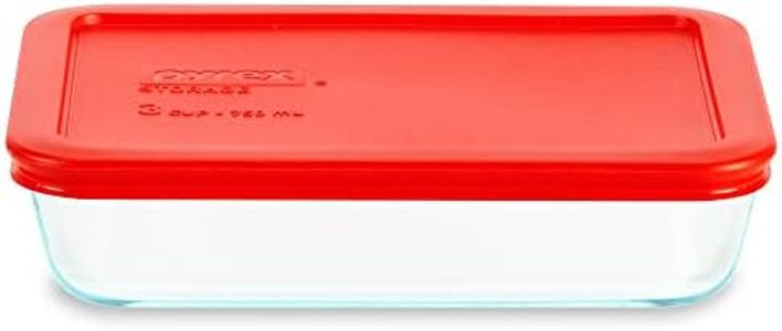 Pyrex Simply Store Glass Food Storage Container, Snug Fit Non-Toxic Plastic BPA-Free Lids, Freezer Dishwasher Microwave Safe, 3 Cup