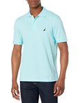 Nautica Men's Short Sleeve Cotton Pique Polo Shirt, Bright Aqua Solid, Large