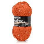 Mary Maxim Starlette Sparkle Yarn - 4 Medium Worsted Weight Yarn, 98% Acrylic, 2% Polyester Yarn for Knitting and Crocheting - 4 Ply Soft Yarn for Blankets, Clothing, Decor - 196 Yards - Orange