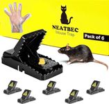 Reusable Mouse Trap with Gloves Indoor and Outdoor Rat Traps(Pack of 6,8 and 12) Safe Mouse Trap Easy to Clean and Setup Bait Ultra Sensitive Neatbec (Pack of 6)