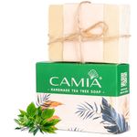 CAMIA - Organic & Handmade Tea Tree Soap | Anti-Bacterial | Help Soothe the Skin & Skin Problems | Ideal For All Skin Types | Free from Artificial Color & Cruelty-Free | 125 Gm