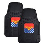 BDK Warner Bros DC Comics Classic Wonder Woman Car Accessories Floor Mats - Universal Fit, No-Slip Grip, All Weather Heavy Duty Rubber Liners, 2-Piece Front Car Mats, 27 x 18