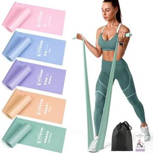 Stretch Bands for Exercise, 5 Levels Resistance Bands for Working Out, Exercise Bands for Physical Therapy, Pilates, Rehab, Stretch, Strength Training and Yoga Starter Set