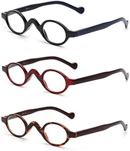 JM 3 Paires Petits Montures de Lunettes Ovales Vintage Lunettes De Vue Charnière à Ressort pour Lecteur Homme Femme