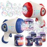 EagleStone Bubble Gun Toy for Kids 2 Pack Light Up Automatic Electric Bubble Machine with 8 Hole Blower Maker Outdoor Toys for Toddlers Boys and Girls Birthday Christmas Party Favor Gift