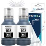 LCL T502 502 Black Ink Refill Bottles Replacement for ET2760 ET-4760 ET2750 ET-3760 ET-2850 ET-15000 ST-4000 ST-2000 ET-3710 ET-3850 ET-3750 ET-4850 ET-3830 ET4750 ET2700 ST3000 ET3700 (2-Pack)