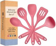 Starpack Stir and Serve Silicone Cooking Utensils Set (5-Piece, 11") - LFGB Non Toxic, 600°F Heat Resistant, BPA-Free - One-Piece Seamless, Dishwasher Safe - for Nonstick Cookware, Earthy Pink