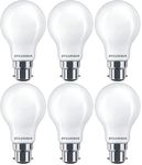 SYLVANIA GLS Frosted LED Light Bulb, Dimmable, B22, 7W, 806 Lumens, Warm White 2700K - 6 Pack