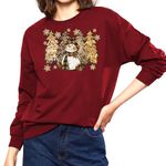 STARMAP Christmas Sweatshirt for Women Christmas Leopard Snowman Trees Graphic Tshirt Red