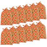 Kuber Industries Potli | Silk Wedding Potli | Drawstring Closure Potli | Wallet Potli | Christmas Gift Potli | Baby Shower Potli | Small-Patola-Print Potli | 5x7 Inch | Pack of 12 | Orange