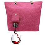 PortoVino City Tote Bag - Canvas Wine Purse with Hidden Spout and Dispenser Flask for Wine Lovers that Holds and Pours 2 bottles of Wine! Perfect for Traveling, Concerts, Bachelorette Party - Pink