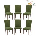 Parsons Dining Chairs Set of 6, Upholstered Nailhead Dining Room Kitchen Side Chair with Thick Cushions and Wood Legs, Green