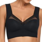 Luella Light Support Wireless Bra, Seamless No-Line Ultra-Soft Leisure Bralette, for Sleep, Yoga and Everyday Use,/Stretchy Back/Comfortable Design (in, Alpha, L, Regular, Black)