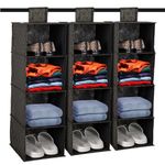 Kuber Industries Shoe Rack | 4 Shelf Foldable Storage Rack | Clothes Hanging Organizer | Shoe Storage Organizer | Closet Organizer with Velcro | Shoe Rack Golden-Dot | Pack of 3 | Black