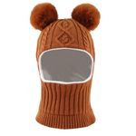 JANGANNSA Winter Pompom Girls Beanie Infant Toddler Balaclava Baby Boys Hat Scarf Warm Knitted Kids Beanie (Caramel,6-36 Months)