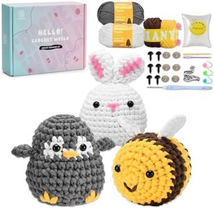 Crochet Kit for Beginners with Beginner Yarn, Amigurumi Crochet Kits for Starters Knitting Kit, Beginner Crochet Animals for Adults with Step-by-Step Video Guides for Crochet Gifts