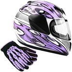 Typhoon Youth Kids Full Face Helmet with Shield & Gloves Combo Motorcycle Street Dirt Bike - Purple (Small)