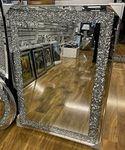 Biznest Large Crushed Crystal Jewel Wall Mirror Loose Diamante New Crystal Square Decor Mirror Gift 90Cm X 60Cm