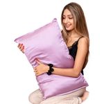 Furbo Mulberry Silk Pillow Cover Pure Silk Pillow Cases for Hair and Skin Anti Aging Anti Hair Fall Anti Acne Hypoallergenic 22 Momme 6A Grade 600 Thread Count 70 x 40.6 CM (Lavender, 2)