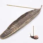 Incense Holder Set, Leaf and Snail Incense Burner, Incense Ash Catcher,Cute and Practical Incense Burner，Incense Sticks Holder for Counters, Meditation Room, Yoga, Home, Office (Bronze)