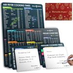 Air Fryer Cooking Times Chart and Instant Pot Cookbooks (2 Sets of 6 Pcs), Air Fryer Pressure Cooker Accessories Card Envelope - Black Magnetic Cheat Sheet & Red Envelope