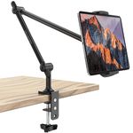 AboveTEK Premium Tablet Stand Holder, Aluminum Adjustable iPad Arm Clamp Mount for Desk & Bed with 360° Rotation, Overhead Compatible with 4.5"-13.5" iPad Pro/Air/Mini, iPhone, Galaxy Tab - Black