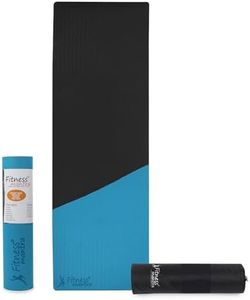 Fitness Mantra® TPE 8mm Cross Color Anti-Slip Yoga Mat with Cover Bag for Gym Workout and Yoga Exercise for Men & Women Fitness| 1 Piece| With Cover Bag| Thickness 8mm| Black + Teal|