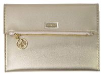 Lilly Pulitzer Women's Vegan Leather Travel Folio Clutch Wallet, Metallic Gold