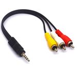 3.5mm to RCA Cable, 4 Pole 3.5mm TRRS Male to 3 RCA Male Plug Stereo Cord Camcorder Audio Video A/V AUX Lead Cable for Smartphones,MP3/MP4, Tablets,Speakers,Home Theater (25cm)