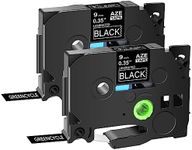 GREENCYCLE 2 Pack Compatible for Brother P-Touch TZe-325 TZe325 TZ325 TZ-325 AZE Label Tape 0.35 Inch 9mm 3/8" White on Black Laminated for PTD210 PT-H100 PTH110 PT-D400AD PTD600 PT-1290 PT2430PC