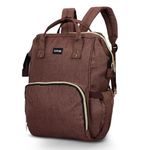 LUVLAP Lily Multifunctional Waterproof Diaper Bag for Mothers for Travel, Mother Travelling Bag, Backpack Cum Tote bag for Mothers, Large storage capacity with 15 pockets (Brown)