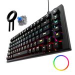 Kreo Hive RGB Anti-ghosting Gaming Keyboard, 75% Tenkeyless Wired Mechanical Keyboard with RGB Backlight, Volume Knob, NKRO, PC Gaming Keyboard Detachable USB C Cable (All Black, Blue Switch)